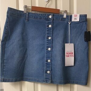 Celebrity Pink Medium Wash Denim Button-Up Mini Skirt Size XXL NWT